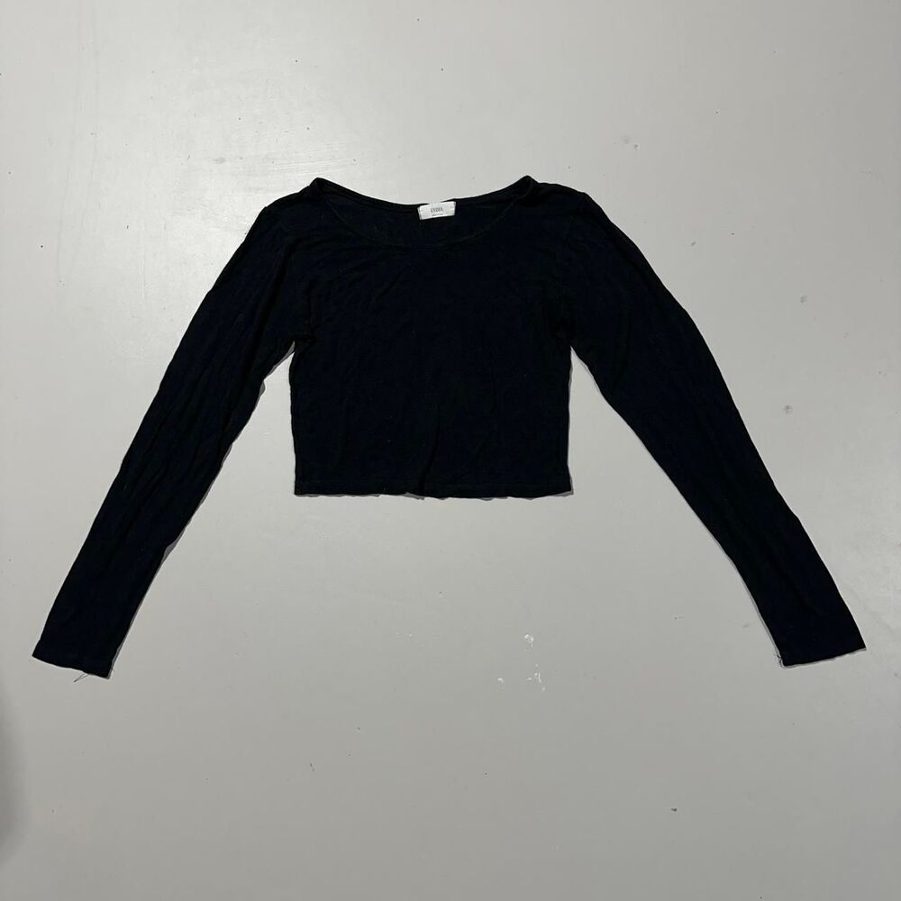 Lewkin Women's Black Cropped Long Sleeve Top